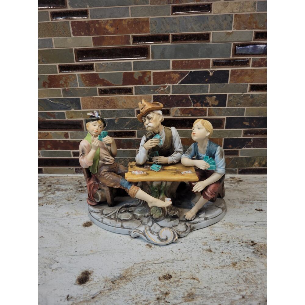 Vintage Ardalt Figurine Men Playing Cards Cheating Poker #7031 (Chip)